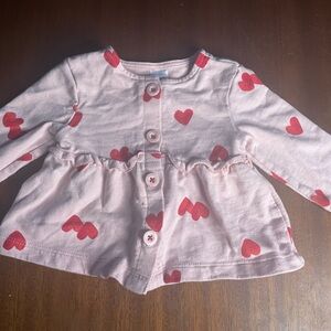 Carter's Pink Cardigan with Red hearts 6 months